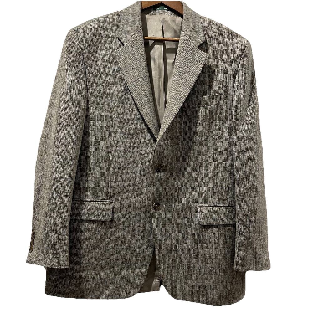 Lauren‎ Ralph Lauren Herringbone Blazer Jacket 42R Brown Sport Coat Suit Preppy